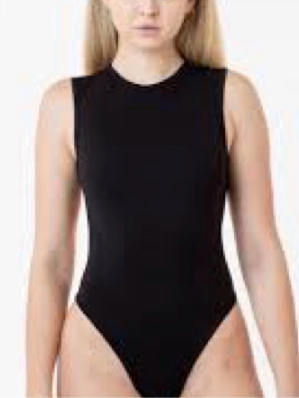 Los Angeles apparel ponte black bodysuit with cut out back